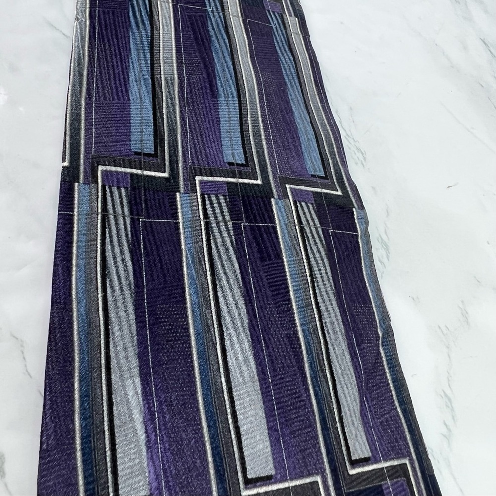 Murano Italy Vintage 100% Silk Geometric Pattern Blue Purple Classic Made USA